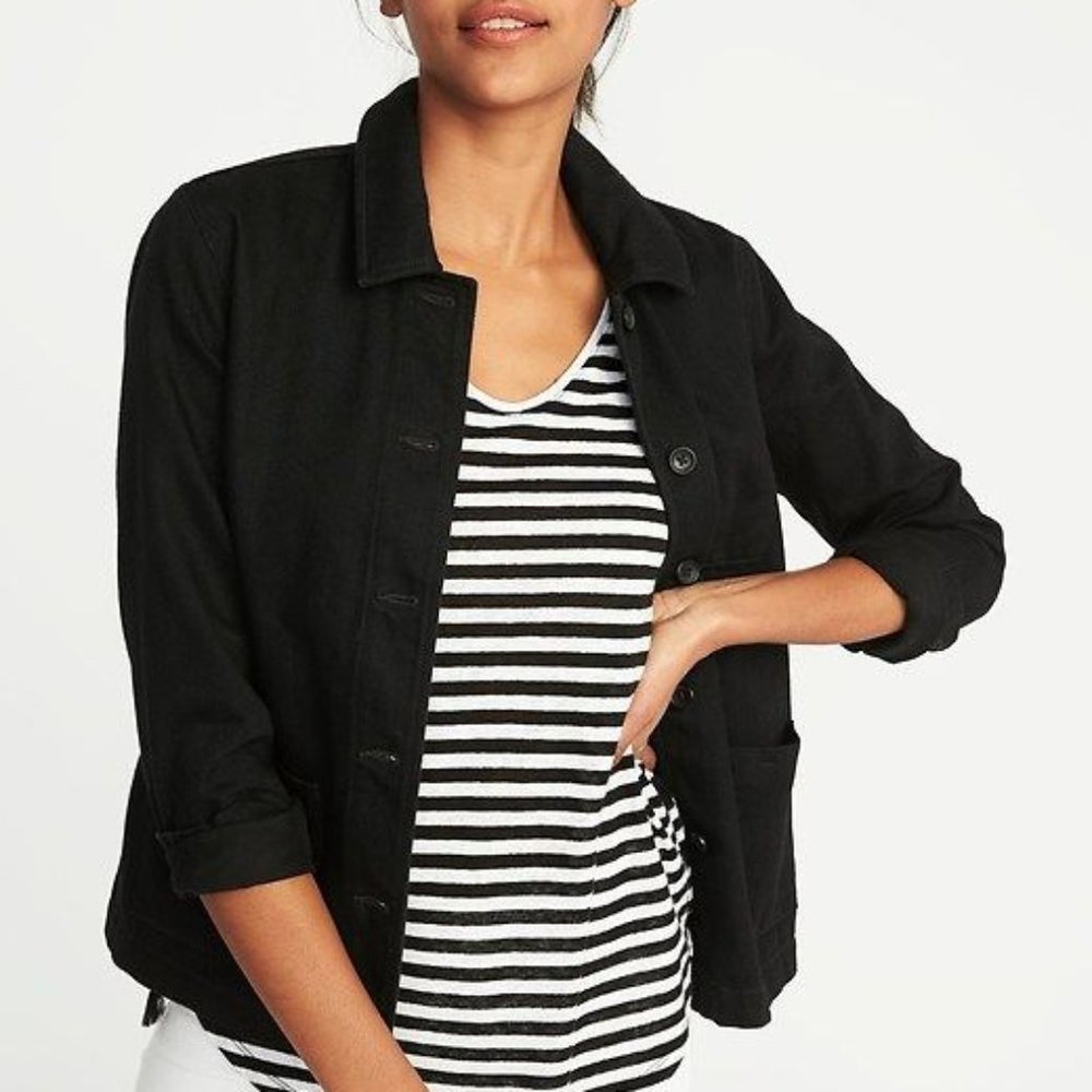 Soft Black Denim Chore Coat | Cotton Work Jacket